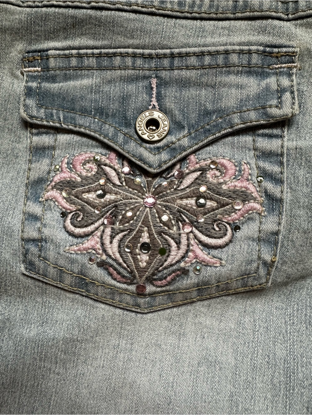 NWT Light Wash Embroidered Stretch Fit Angels Jeans Juniors Size 5